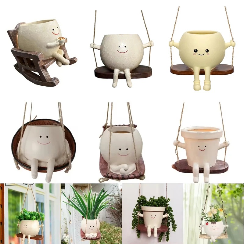 Garden Swing Chair - Creative Rocking Chair/Swing Face Succulent Planter